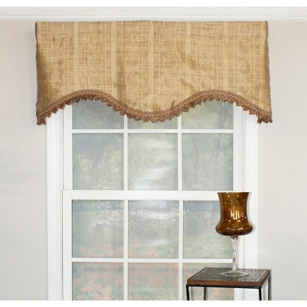 RLF Home Wispy Leaf Stripe Cornice Window Valance - Gold (As Is Item ...