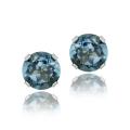Glitzy Rocks 14k White Gold 2 1/10ct TGW 6mm London Blue Topaz Stud Earrings