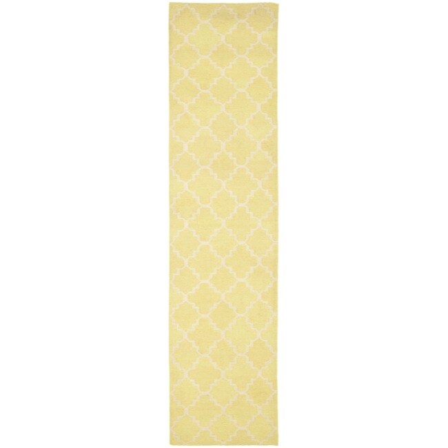 Safavieh Hand-woven Moroccan Reversible Dhurrie Light Green/ Ivory Wool Rug (2'6 x 10')