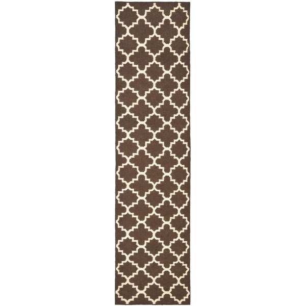 Safavieh Hand-woven Moroccan Reversible Dhurrie Brown/ Ivory Wool Rug - 2'6" x 10'