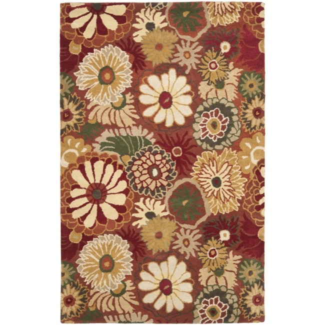 Handmade Jardine Summer Rust Wool Rug (5 X 8)