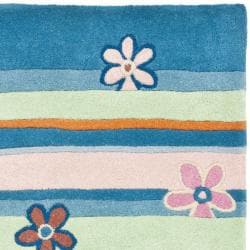 Handmade Children's Spring Sky Blue N. Z. Wool Rug (2' x 3') Safavieh Accent Rugs