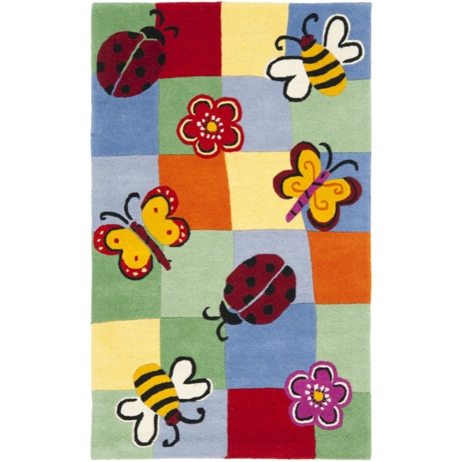 Handmade Childrens Garden Friends New Zealand Wool Rug (3 X 5)