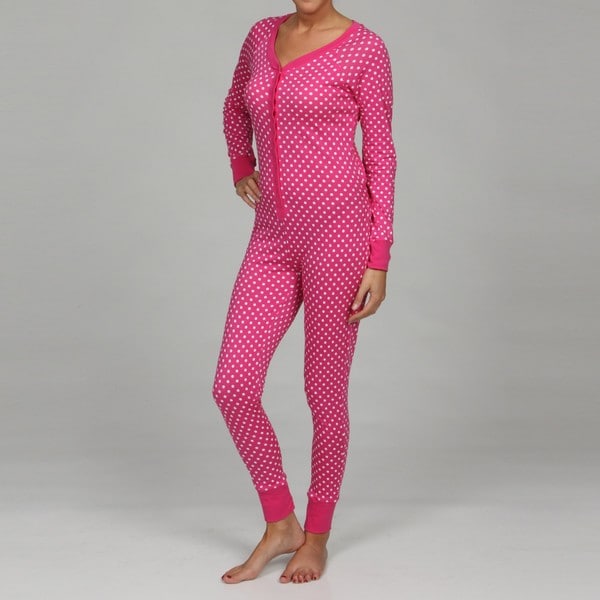 Sweet Women's Union City Polka Dot Snap-up Union Suit with Backflap ...