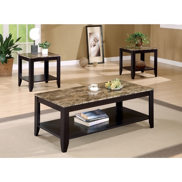 Cappuccino/ Marble Top 3-piece Promotional Table Set