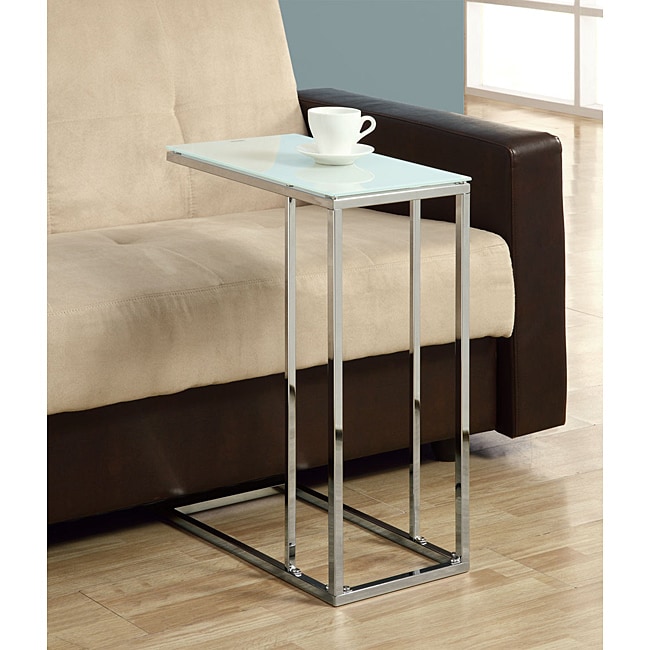 Chrome Metal Accent Table With Tempered Glass