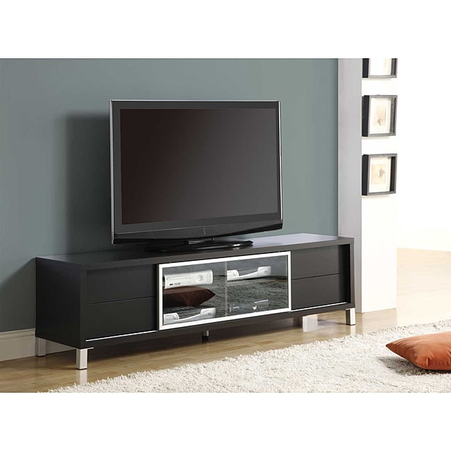 Cappuccino Hollow Core Flat Panel TV Stand - 13865257 - Overstock.com 