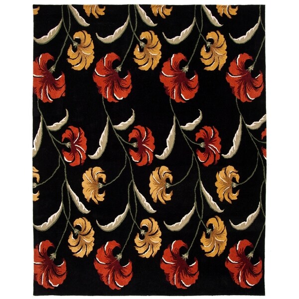 Safavieh Handmade New Zealand Wool Botanical Black Rug - 7'6" x 9'6"