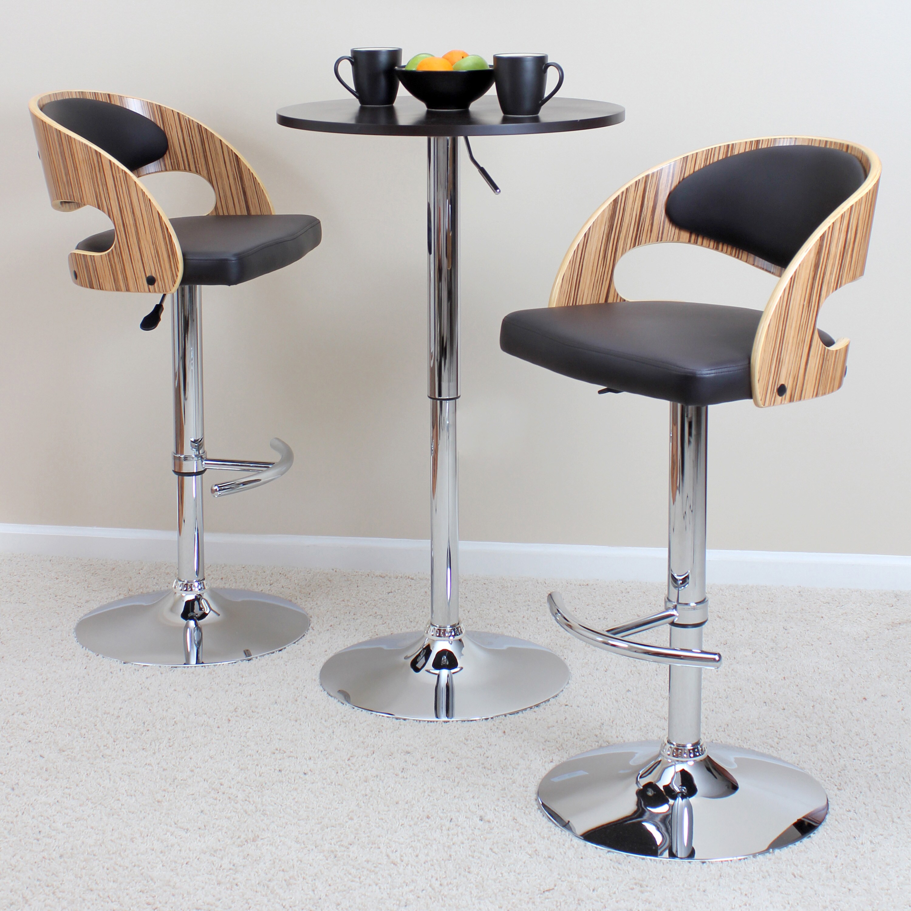 Shop Black Friday Deals On Pino Mid Century Modern Zebra Wood Adjustable Barstool Overstock 6223046