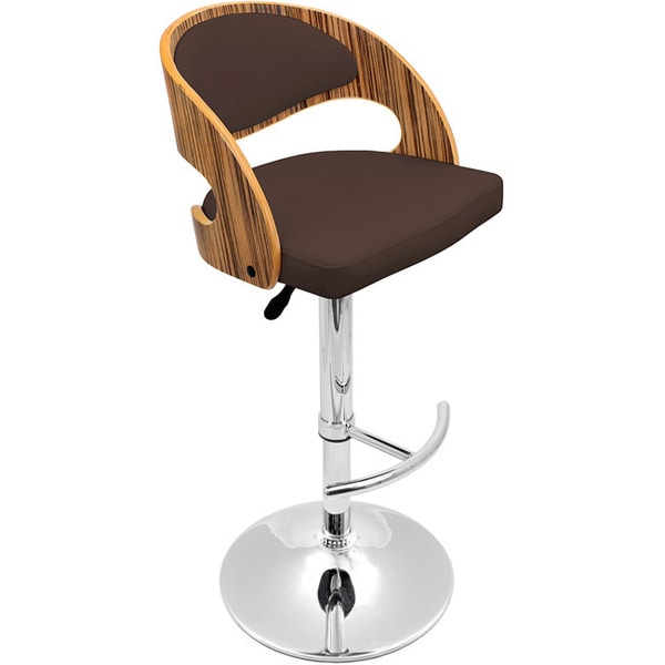 Pino Mid century Modern Zebra Wood Adjustable Barstool   13867103