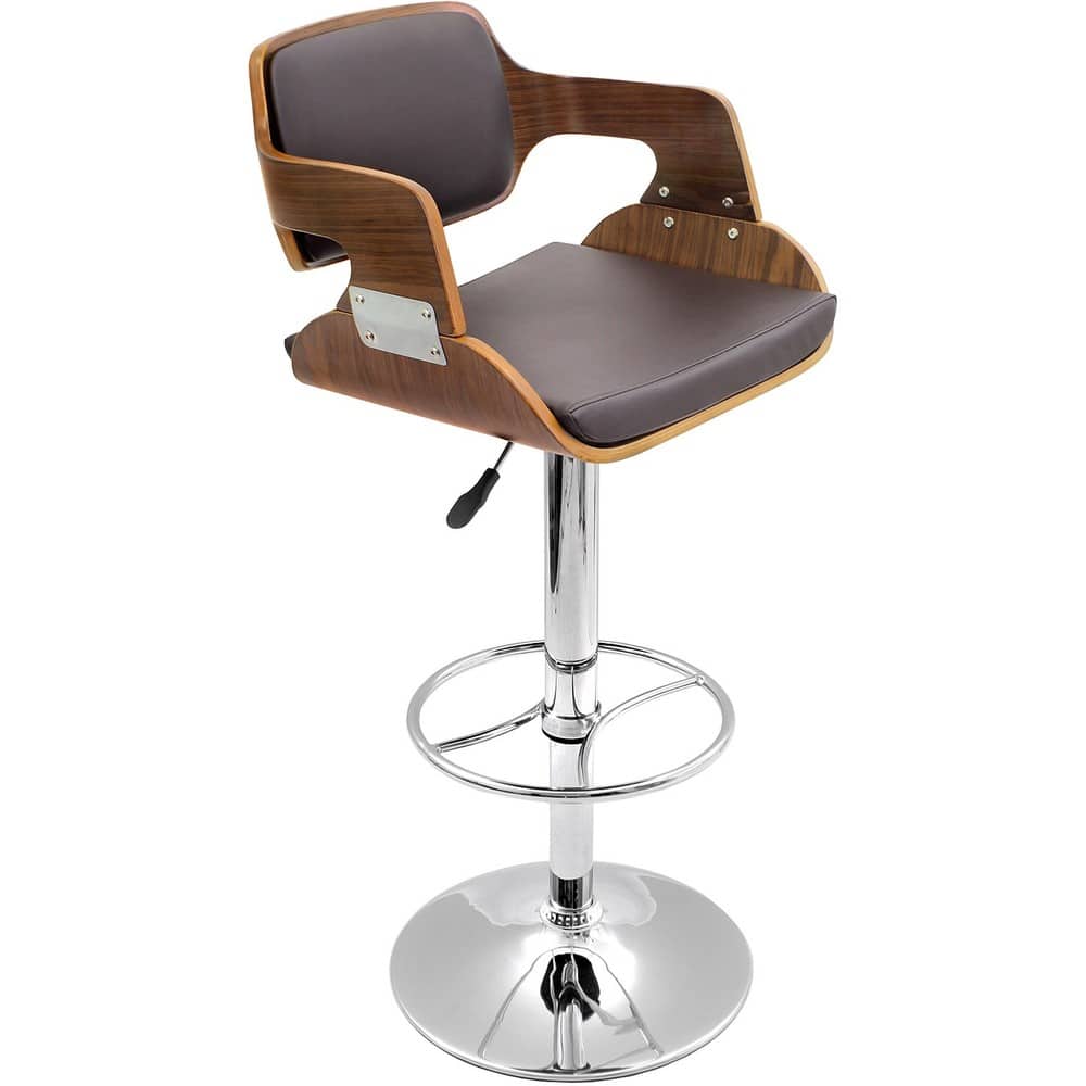 Fiore Walnut Wood Mid-century Modern Barstool