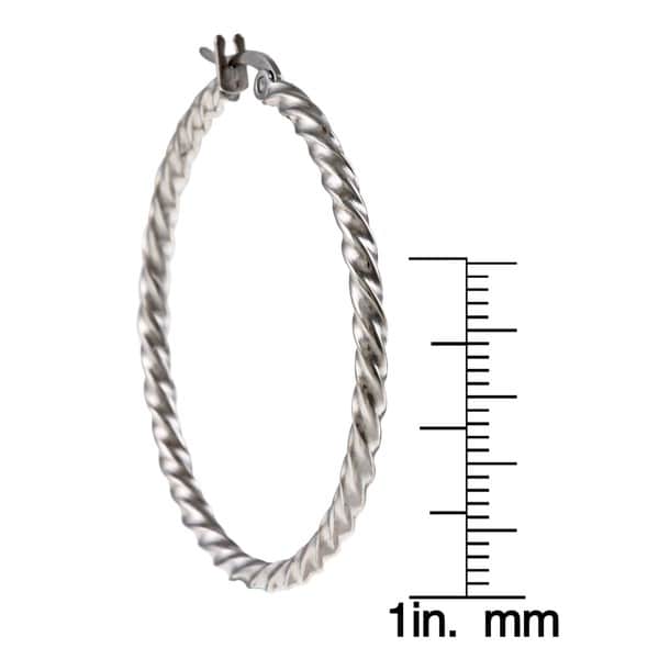La Preciosa Stainless Steel 2mm Twisted Hoop Earrings