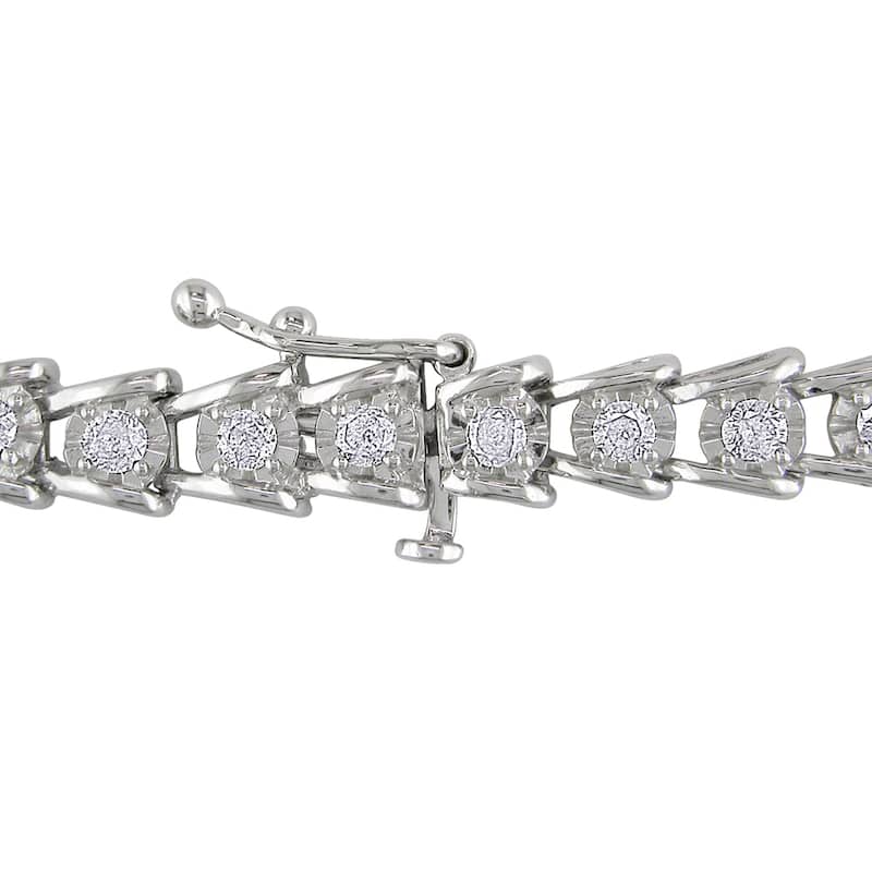 Miadora 2ct TDW Round-Cut Diamond Tennis Bracelet in Sterling Silver - White