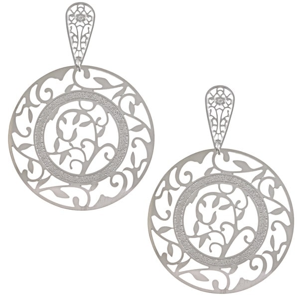 La Preciosa Stainless Steel Large Circle Butterfly Earrings