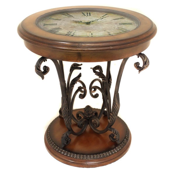 Shop Casa Cortes Designer Round Clock Coffee and End Table ...