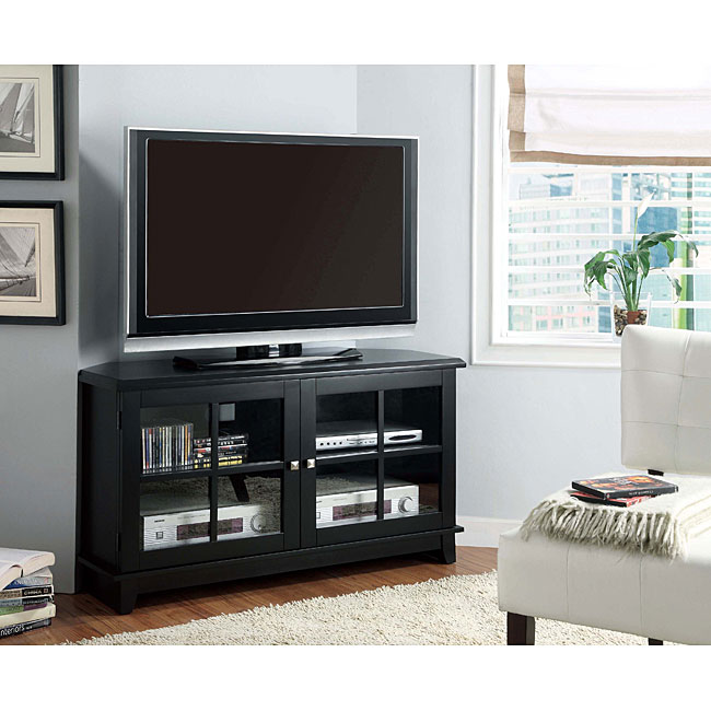 Black Veneer Corner TV Stand (48-inch) - Free Shipping 