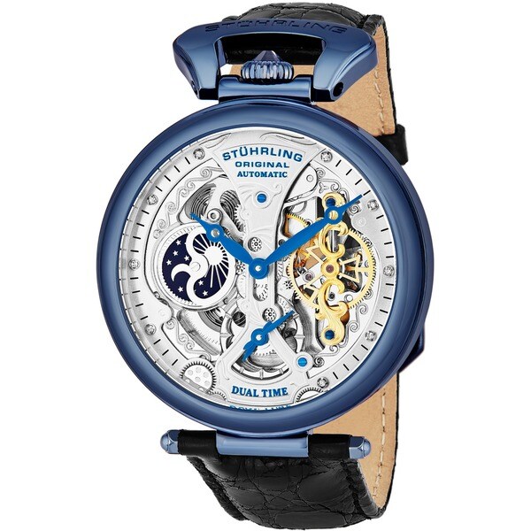 Stuhrling Original Men's Emperor's Grandeur Automatic Leather Strap Watch. Opens flyout.