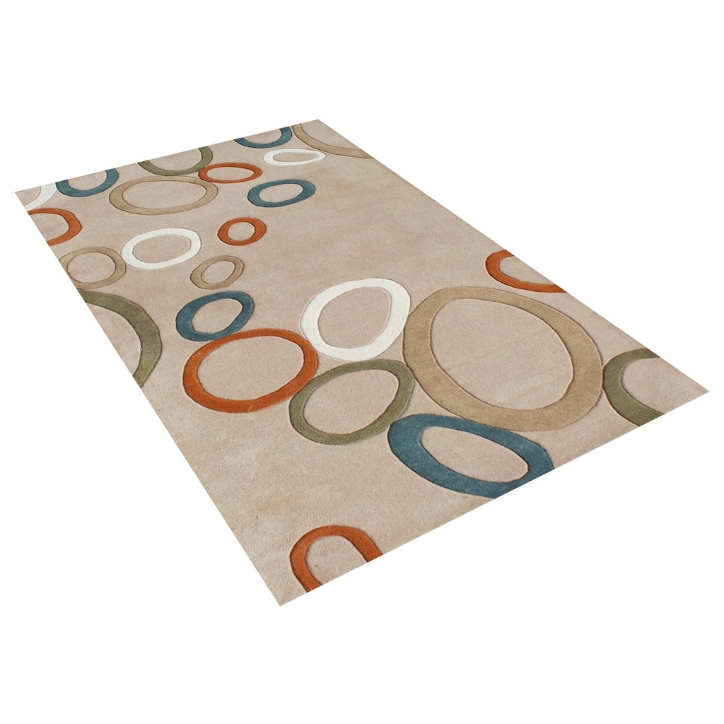 Alliyah Handmade Beige New Zealand Blend Wool Rug - 5' x 8'