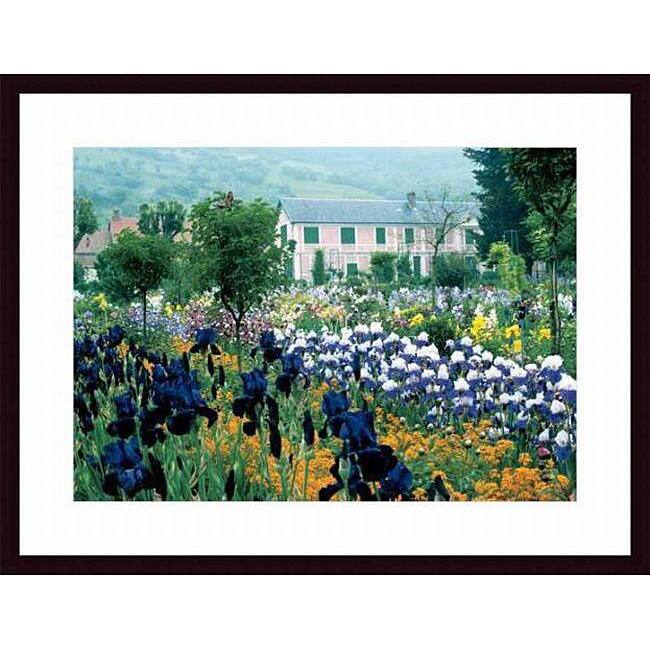Claude Monet 'Irises, Claude Monet's Country Estate' Wood-framed Art Print