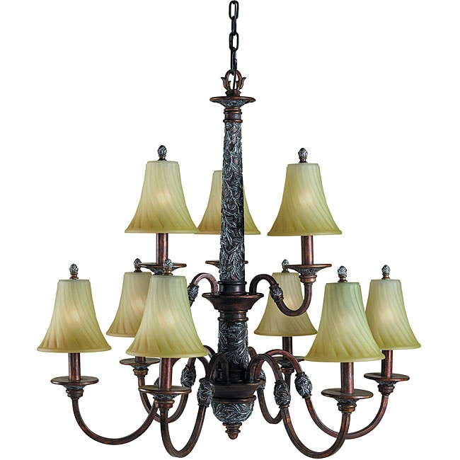 Woodbridge Lighting Vergennes 9-light Bark Chandelier (Vergennes 9-light Bark Chandelier) - Chandeliers For Bedrooms by Overstock.com