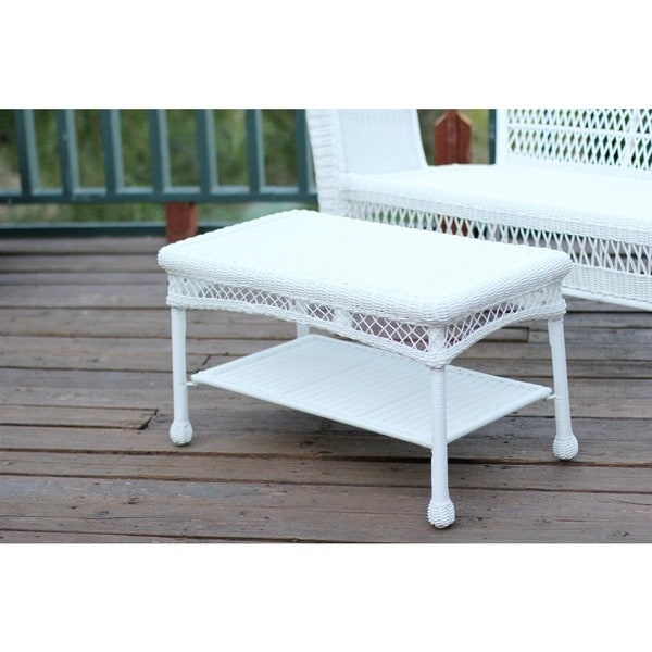 white resin wicker side table