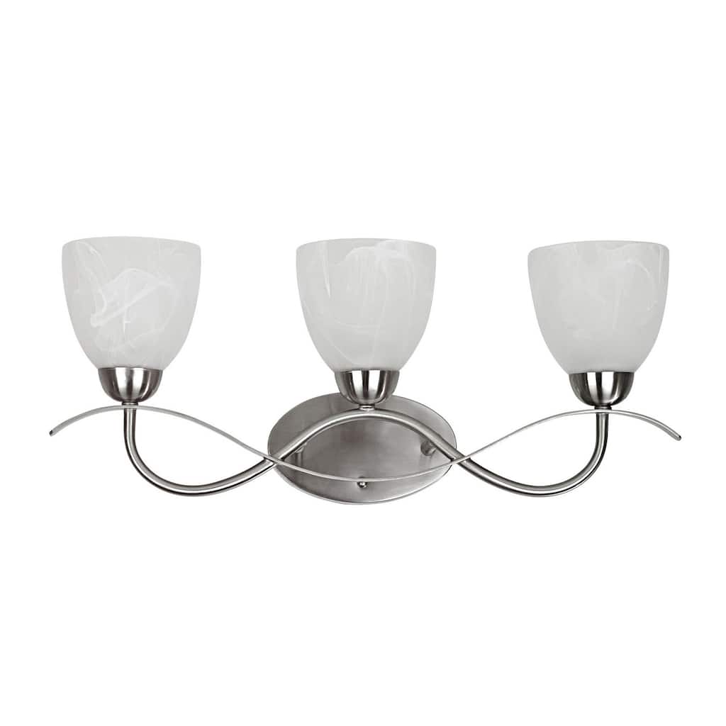 3-Light Brushed Nickel Glass Bath Bar