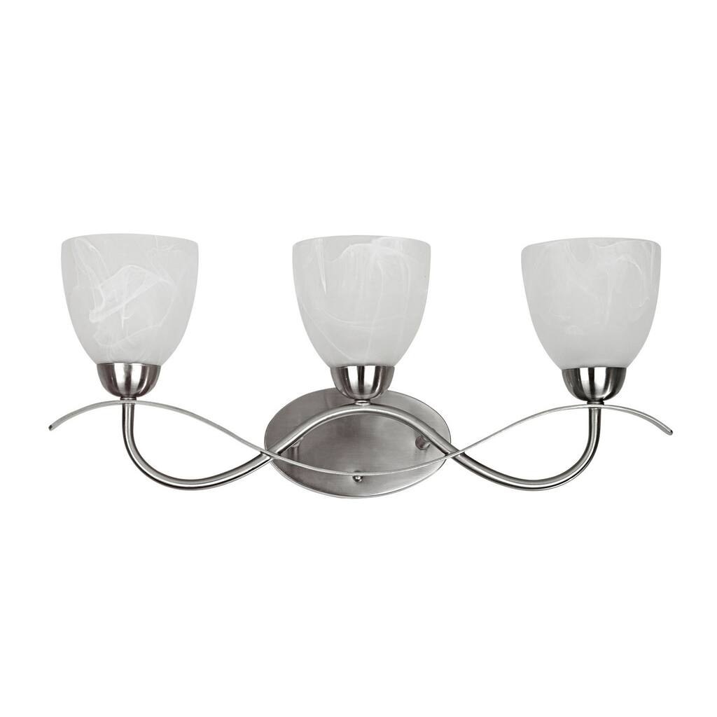 3-Light Brushed Nickel Glass Bath Bar