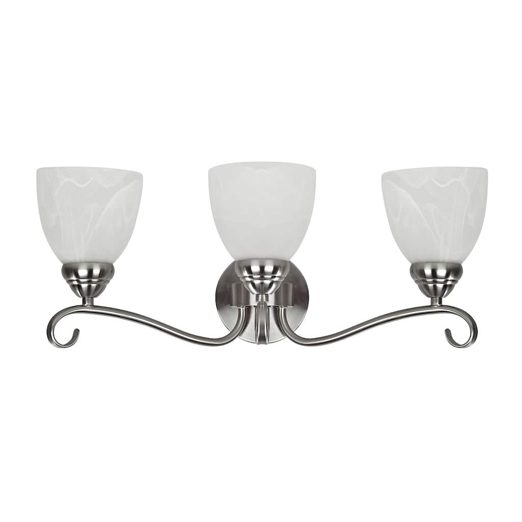 Transitional 3-light Brushed-Nickel Steel Bath Bar