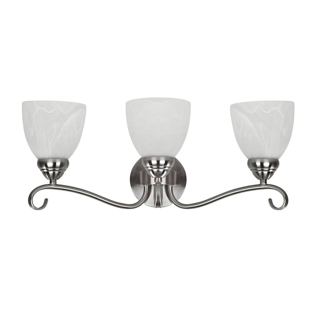 Transitional 3-light Brushed-Nickel Steel Bath Bar