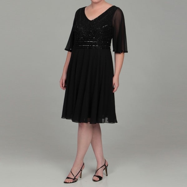J Kara Women's Plus Size Black Sequin Dress J Kara Dresses