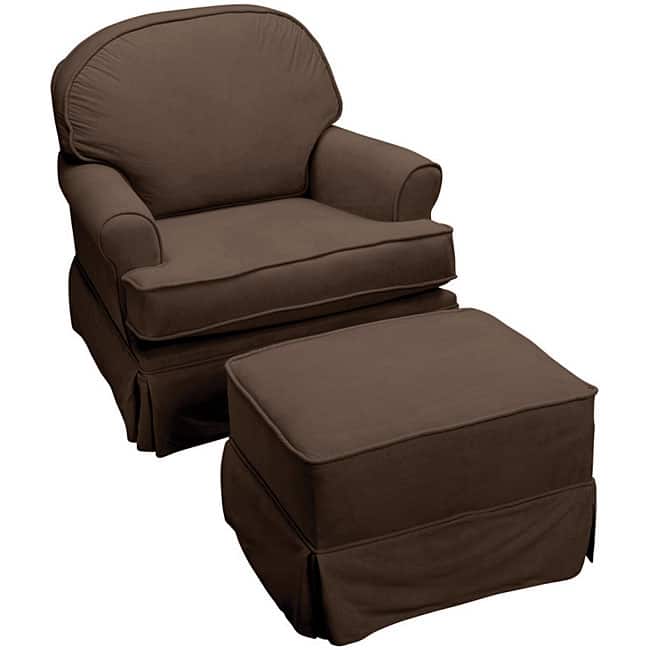 The Rockabye Glider Co. Chocolate Microfiber Round Back Glider