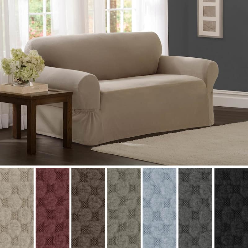 Maytex Stretch Pixel 1 Piece Loveseat Furniture / Slipcover - 34"h x 38"d x 58-73"w - 34"h x 38"d x 58-73"w