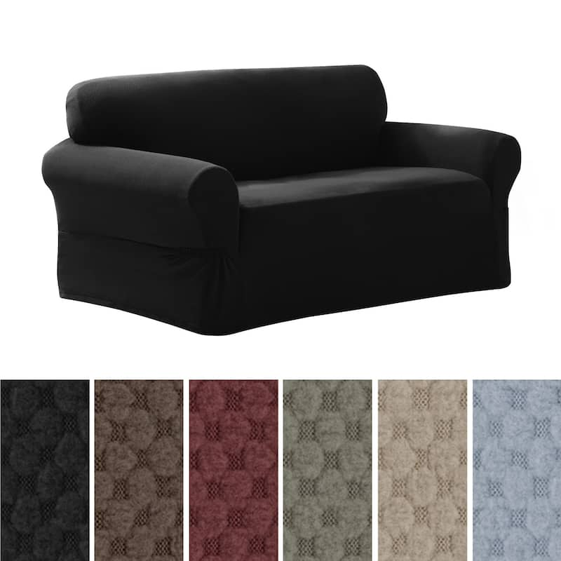 Maytex Stretch Pixel 1 Piece Loveseat Furniture / Slipcover - 34"h x 38"d x 58-73"w - 34"h x 38"d x 58-73"w