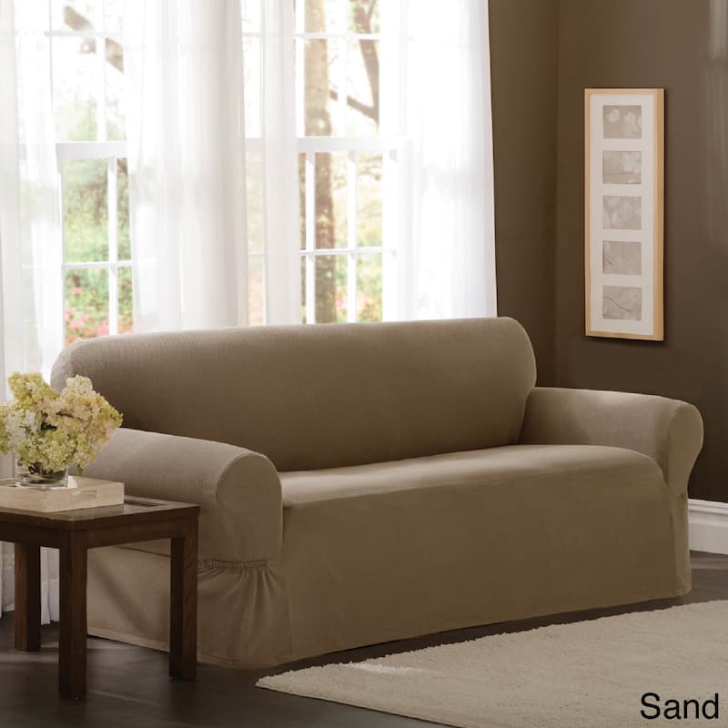 Maytex Stretch Pixel 1 Piece Loveseat Furniture / Slipcover - 34"h x 38"d x 58-73"w - 34"h x 38"d x 58-73"w
