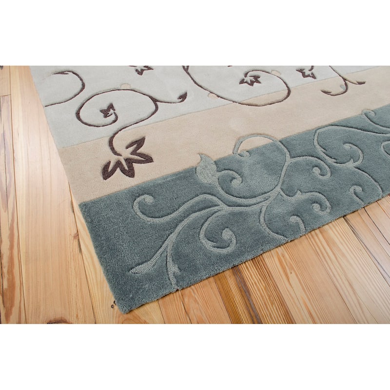 Nourison Contour Classic Damask with Scrolling leaves and Geometric Shapes Hand-tufted Area Rug