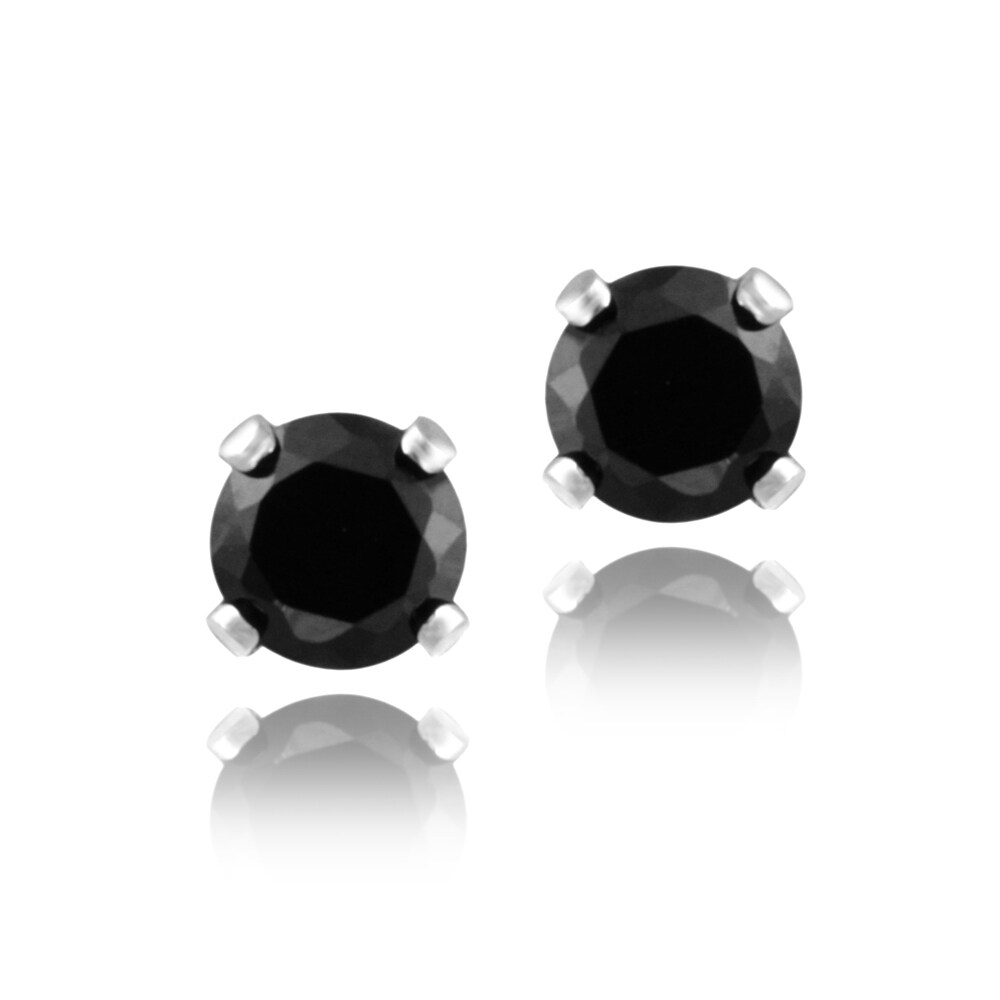 Glitzy Rocks Sterling Silver 1 2ct Tgw 4mm Black Spinel Stud Glitzy Rocks Sterling Silver 1 2ct Tgw 4mm Black Spinel Stud Earrings