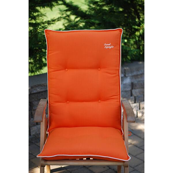 Orange With Beige High Back Patio Chair Cushions Set Of 2 Beige High Back Patio Chair Cushions
