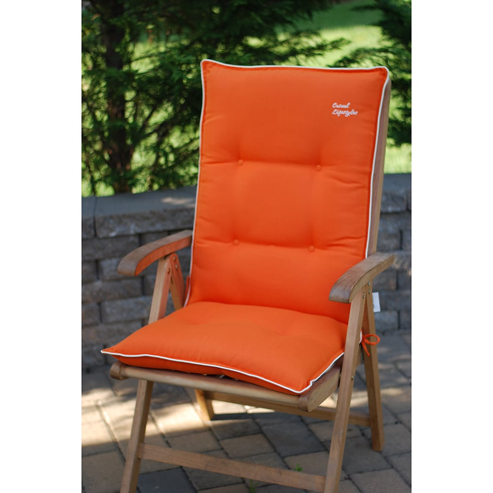 Shop Orange With Beige High Back Patio Chair Cushions Set Of 2 On Sale Overstock 6227817