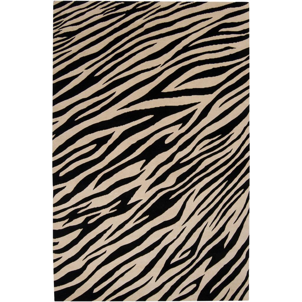 Hand-knotted Zebra Animal Print Augusta Semi-Worsted Wool Area Rug - 8' x 11'