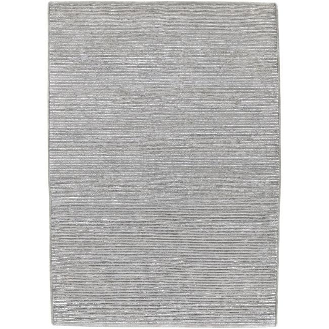 Hand knotted Solid Grey Casual Yonkers Semi worsted Wool Rug (5x8)