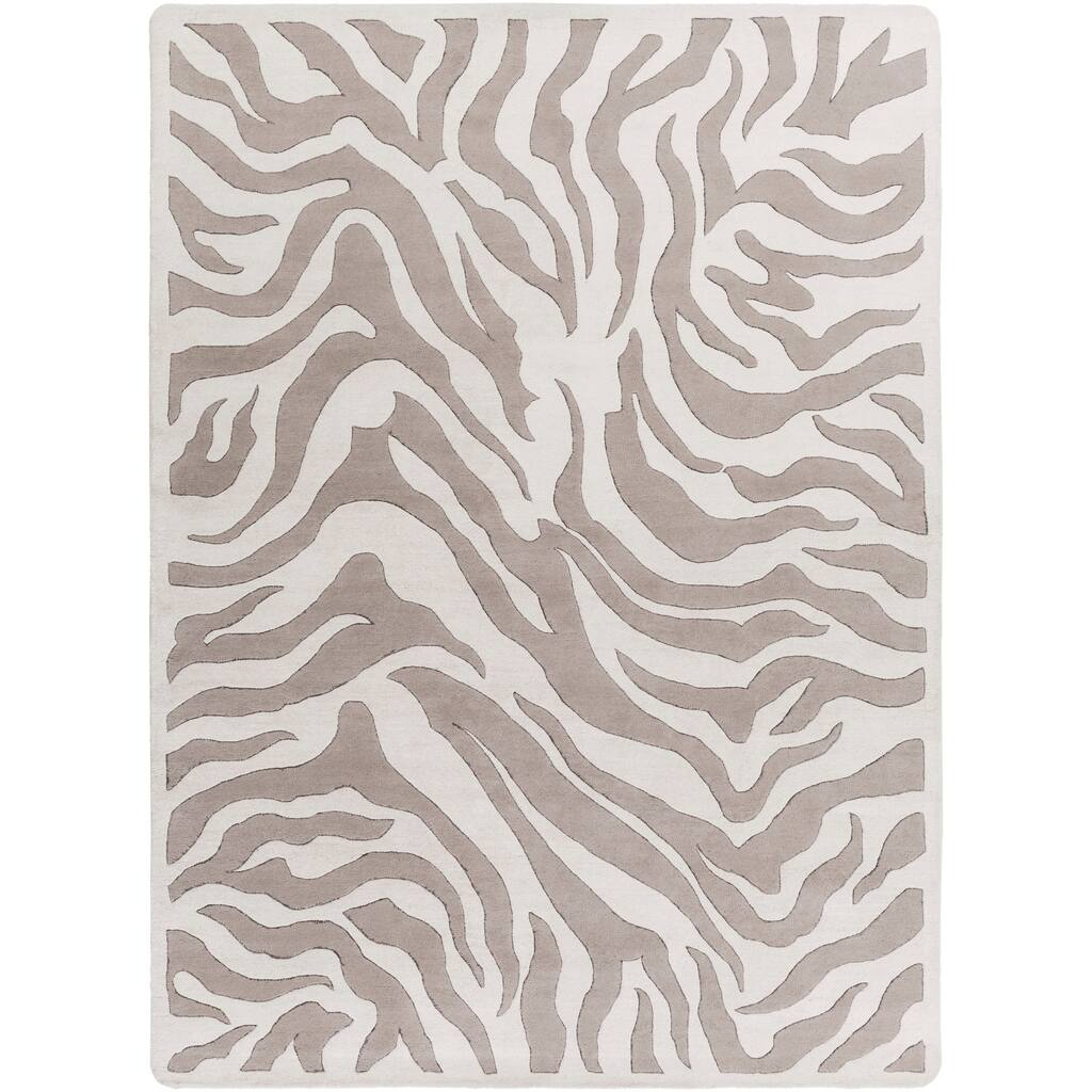 Hand-tufted Beige/White Zebra Animal Print Hampton Wool Area Rug - 8' x 11'