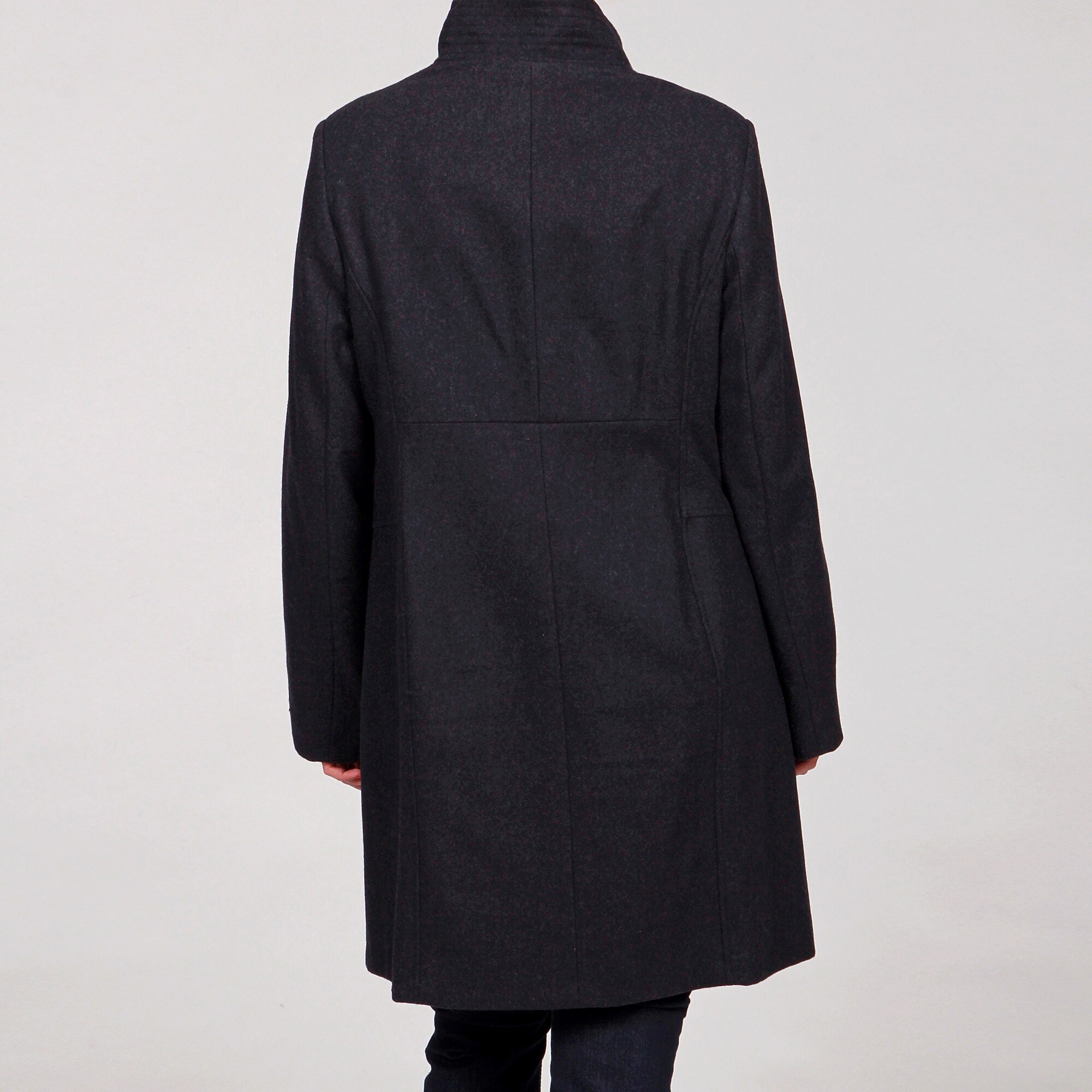 plus size long black wool coat