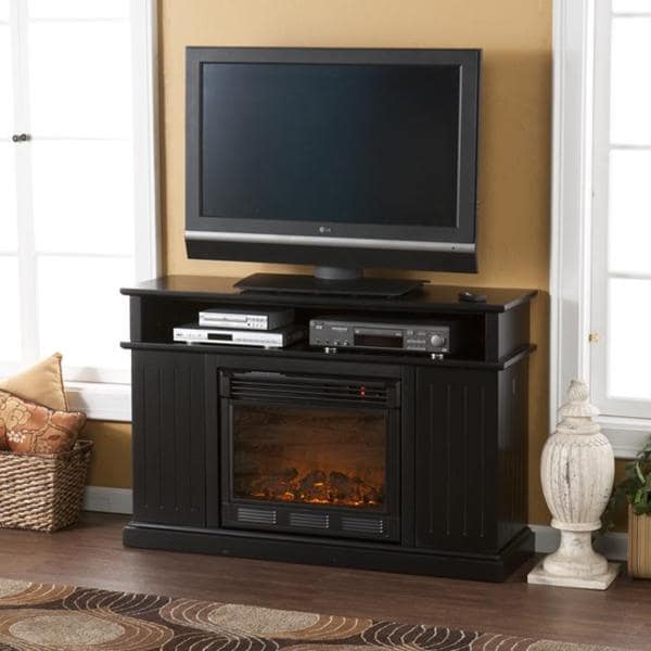 Shop Hensley Black Media Console Fireplace Free Shipping Today 6228240