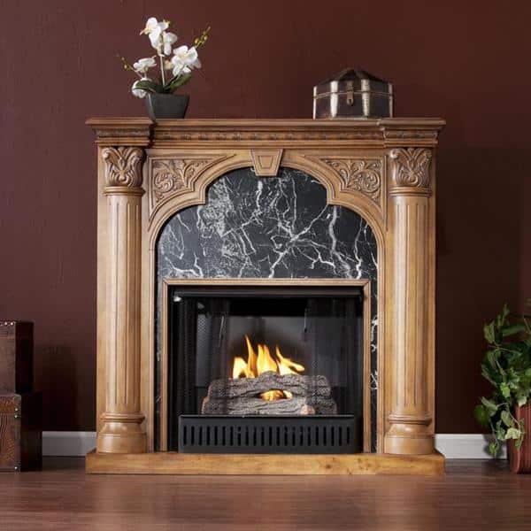 Shop Vickery Old World Oak Gel Fuel Fireplace Free Shipping