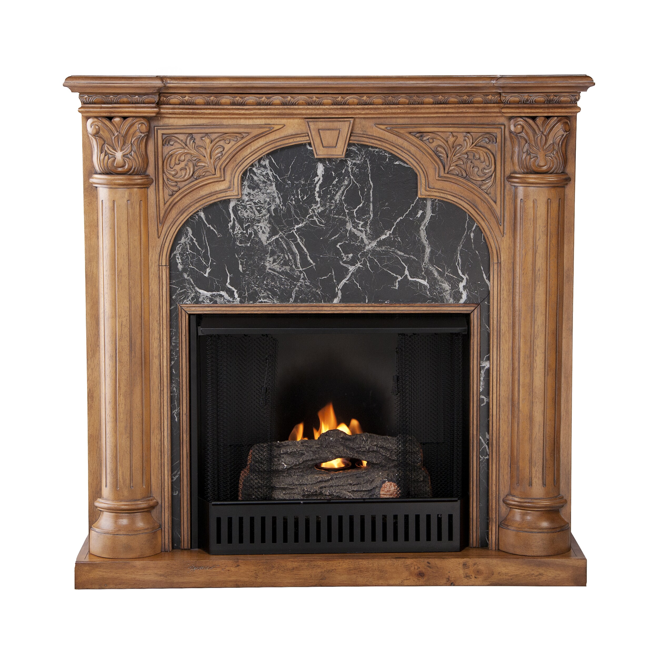 Shop Vickery Old World Oak Gel Fuel Fireplace Free Shipping