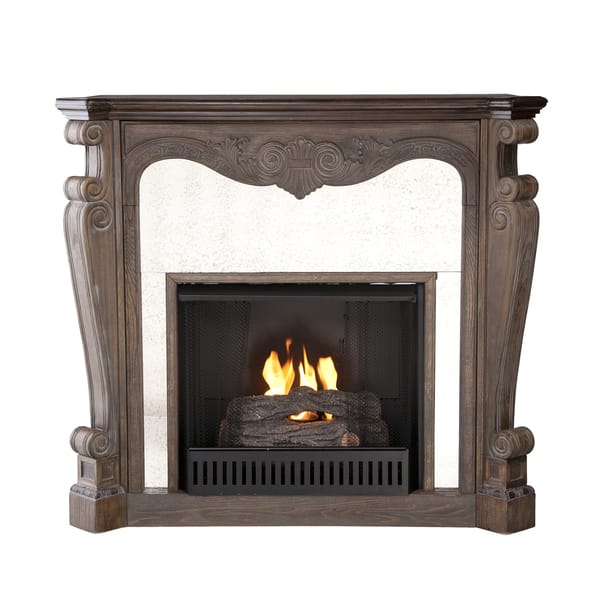 Shop Alcott Burnt Oak And Gray Faux Slate Gel Fuel Fireplace