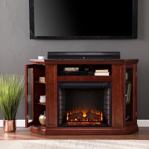 SEI Furniture Tyhee Cherry Media TV Stand Fireplace