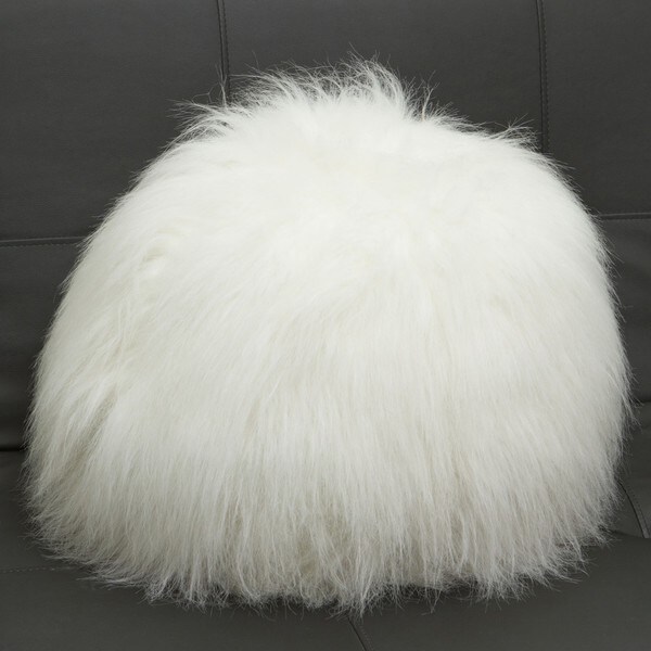 round faux fur pillow