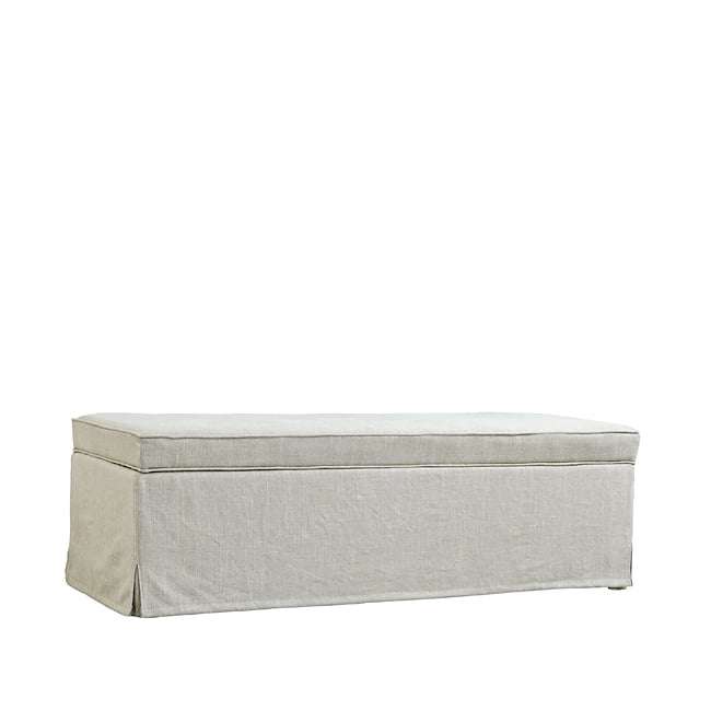 Portfolio Blane Khaki Sand Skirted Wall Hugger Bench Storage Ottoman