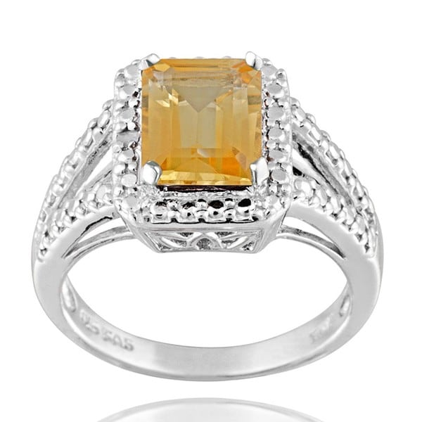 Glitzy Rocks Silver 2 1/4ct TGW Citrine and Diamond Accent Ring Glitzy Rocks Gemstone Rings